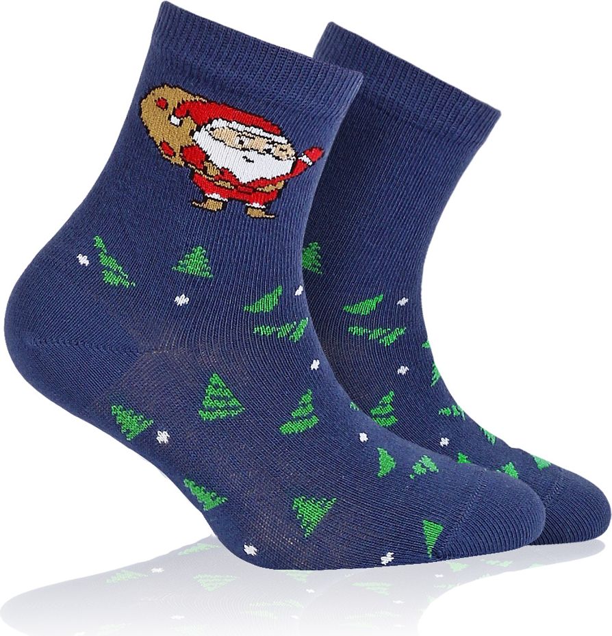 Dětské ponožky s vánočním vzorem WOLA SANTA CLAUS modré Velikost: 21-23 - obrázek 1