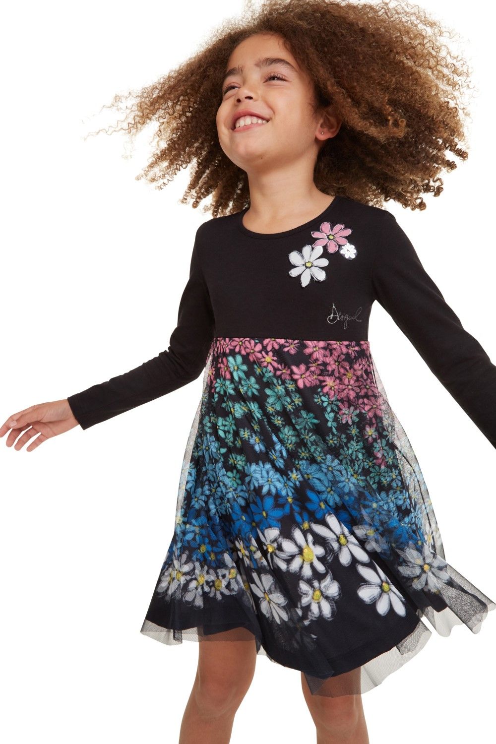 Desigual černé dívčí šaty Vest Oaxaca s barevnými motivy - 9/10 - obrázek 1