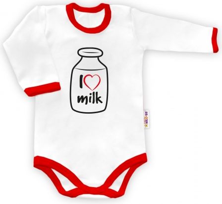 Baby Nellys Body dlouhý rukáv I love milk - obrázek 1