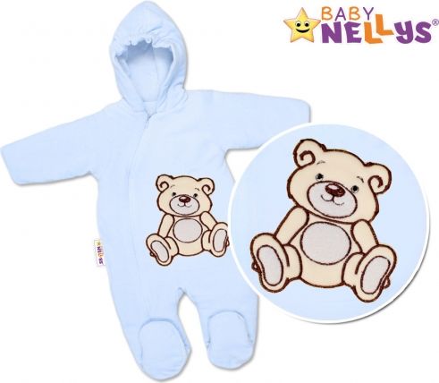 BABY NELLYS Kombinézka/overálek Teddy Bear, velikost: 74 - sv. modrá - obrázek 1