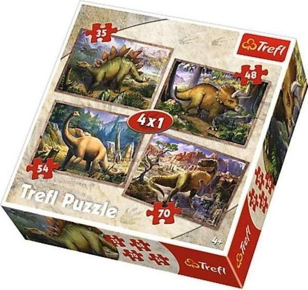 TREFL Puzzle Dinosauři 4v1 (35,48,54,70 dílků) - obrázek 1