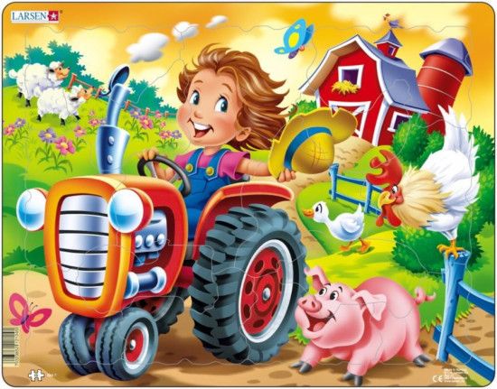 LARSEN Puzzle Jezdíme na traktoru 15 dílků - obrázek 1