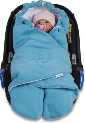 Baby Nellys Dětská zavinovačka, fusák polar, bio bavlna - modrá/tyrkysová - obrázek 1