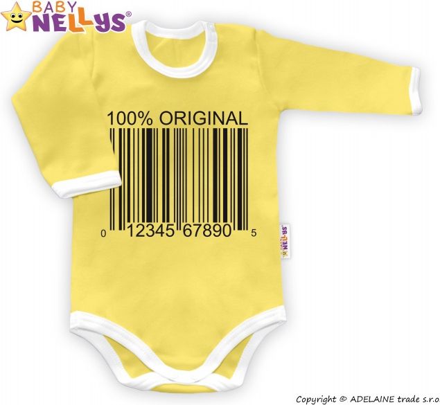 Baby Nellys Baby Nellys Body dlouhý rukáv 100% ORIGINÁL - žluté/bílý lem 74 (6-9m) - obrázek 1