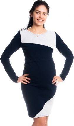 Be MaaMaa Těhotenské/kojící šaty Jane, dlouhý rukáv - granátové, vel. XL - obrázek 1