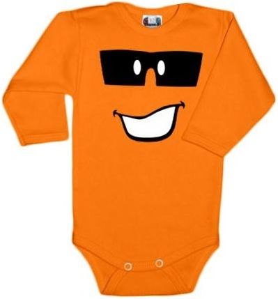 Body dlouhý rukáv s Tváří - oranž, Velikost koj. oblečení 86 (12-18m) - obrázek 1