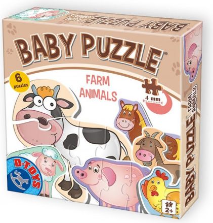 D-TOYS Baby puzzle Zvířátka z farmy 6v1 (2-4 dílky) - obrázek 1