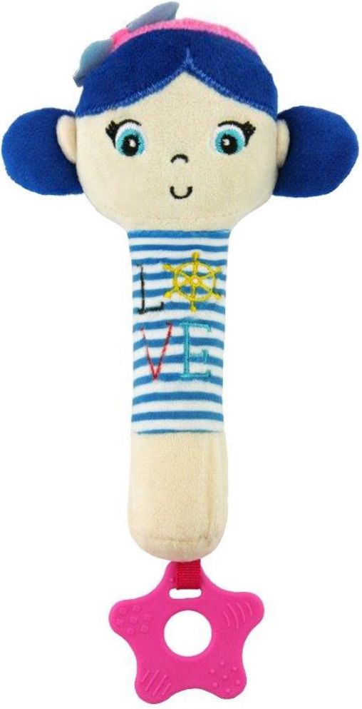 Dětská pískací plyšová hračka s kousátkem Baby Mix námořník holka blue - obrázek 1