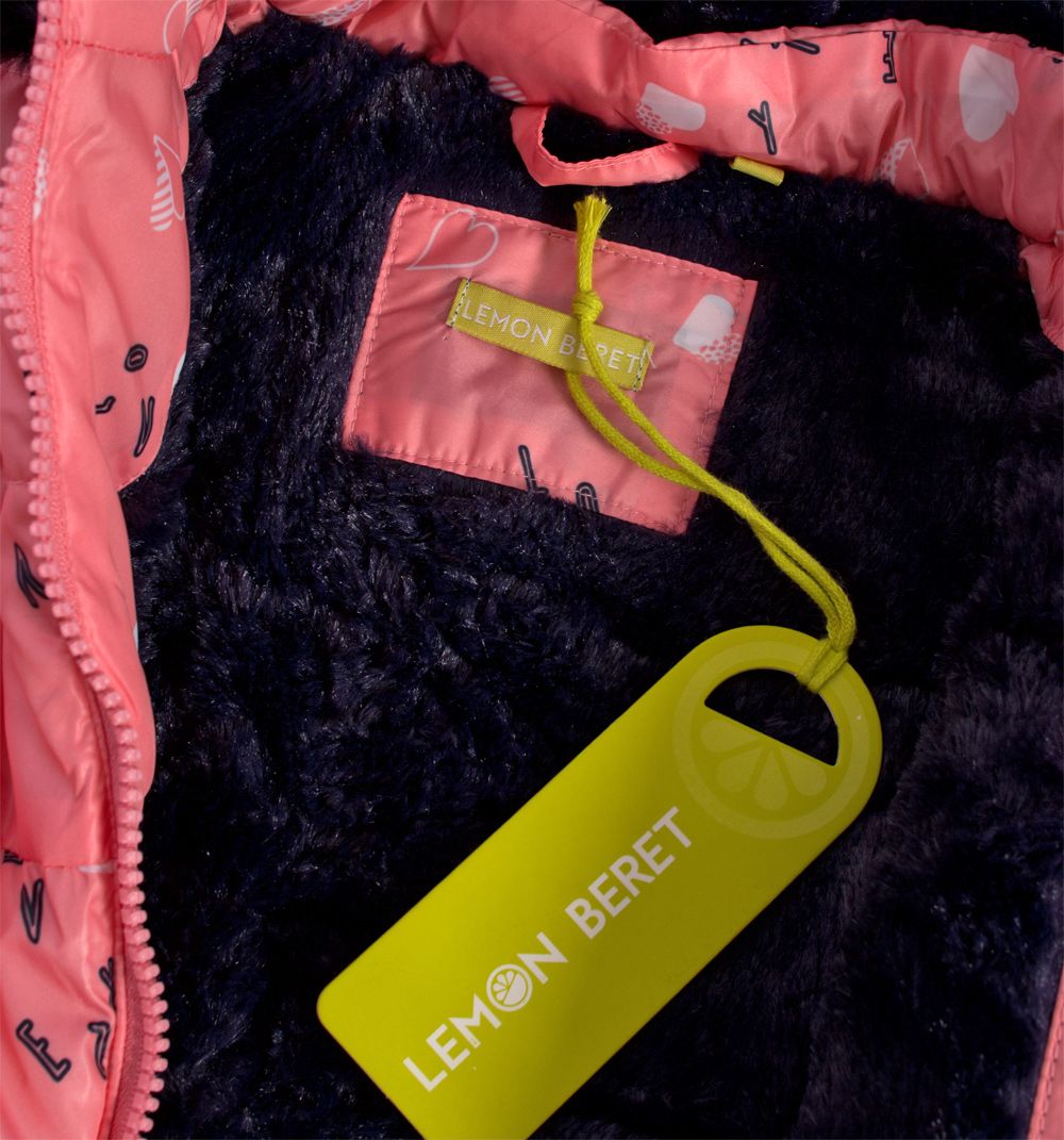 Dětská zimní bunda LEMON BERET SRDÍČKA růžová Velikost: 74 - obrázek 3