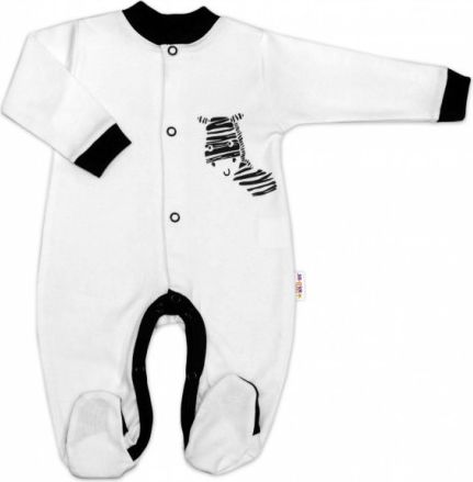 Baby Nellys Bavlněný overálek Zebra - bílý, Velikost koj. oblečení 56 (1-2m) - obrázek 1