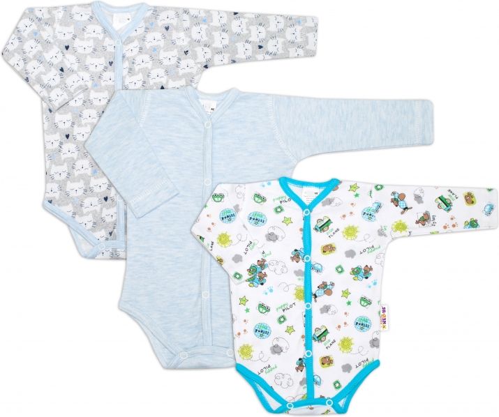 Baby Nellys Kojenecká chlapecká sada body zapínání uprostřed Baby Nellys ® - 3 ks, vel. 62 62 (3-6m) - obrázek 1