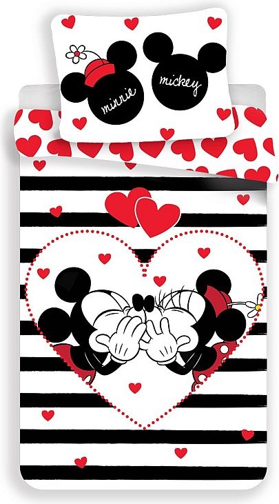 JERRY FABRICS Povlečení Mickey a Minnie stripes Bavlna, 140/200, 70/90 cm - obrázek 1