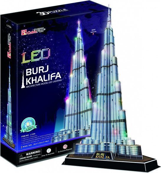 CUBICFUN Svítící 3D puzzle Burdž Chalífa 136 dílků - obrázek 1