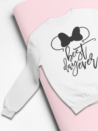 KIDSBEE Stylová dětská dívčí mikina Best day ever - bílá, Velikost koj. oblečení 98 (24-36m) - obrázek 1