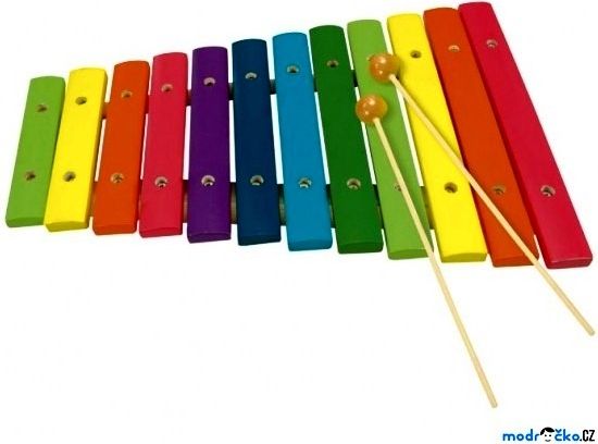 Hudba - Xylofon 12 tónů, celodřevěný barevný (Bino) - obrázek 1