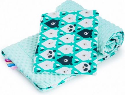 Oboustranný Set z Minky do kočárku New Baby medvídek mátový, Zelená - obrázek 1