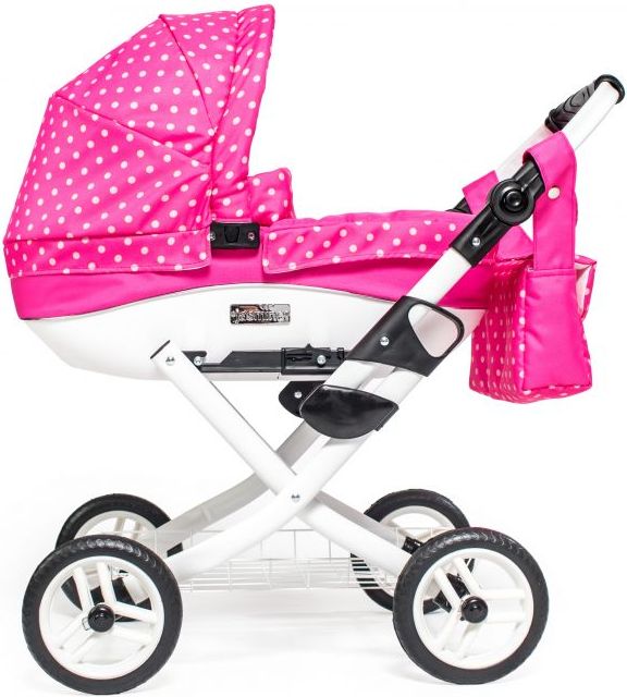Kočárek pro panenky JASMINE Kids růžový puntík - obrázek 1