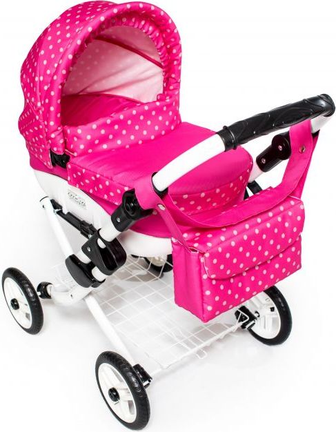Kočárek pro panenky JASMINE Kids růžový puntík - obrázek 2