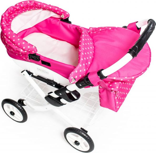 Kočárek pro panenky JASMINE Kids růžový puntík - obrázek 3