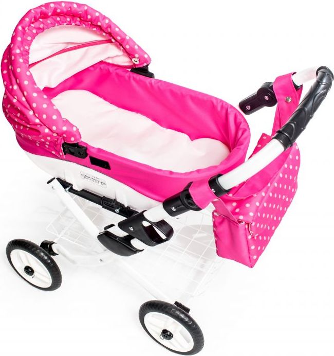 Kočárek pro panenky JASMINE Kids růžový puntík - obrázek 4