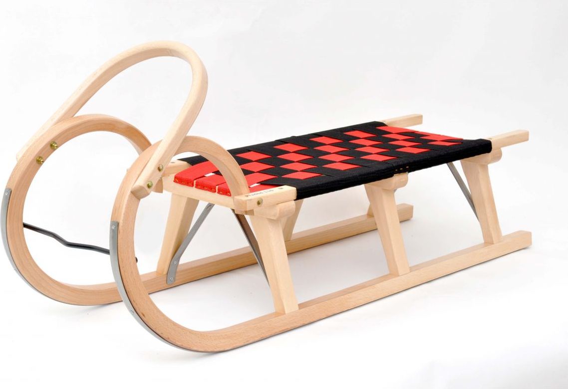 Saně dřevěné Praděd 110cm lakované černo-červená - obrázek 1