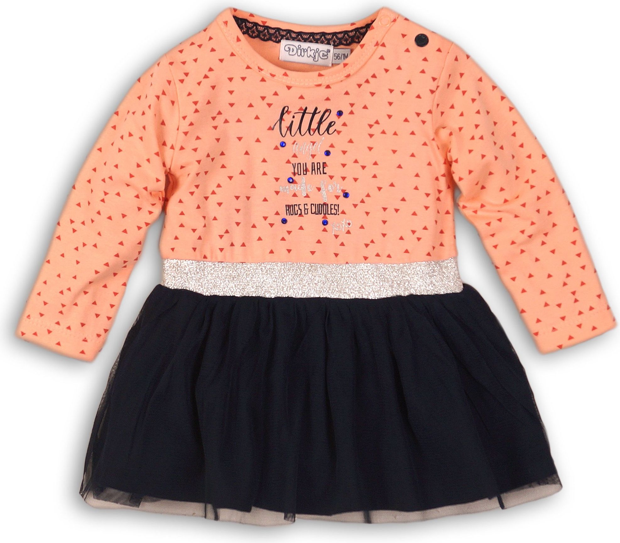 DIRKJE Šaty B-SO FRESH HUGS AND Cuddles 86 Peach - Navy - obrázek 1