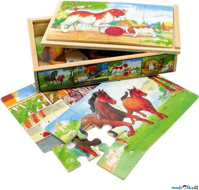 Puzzle dřevěné - V krabičce, Zvířátka, 48ks (Bino) - obrázek 1