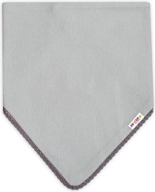 Dětský bavlněný šátek na krk s mini bambulkami Baby Nellys - šedý/šedý lem - obrázek 1