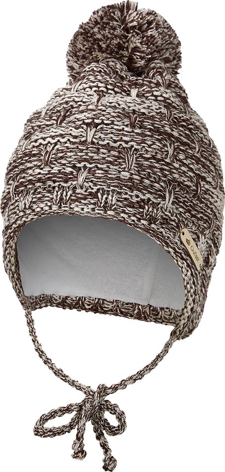 LITTLE ANGEL Čepice pletená zavazovací pruhy Outlast® 42-44 cm hnědá melír - obrázek 1