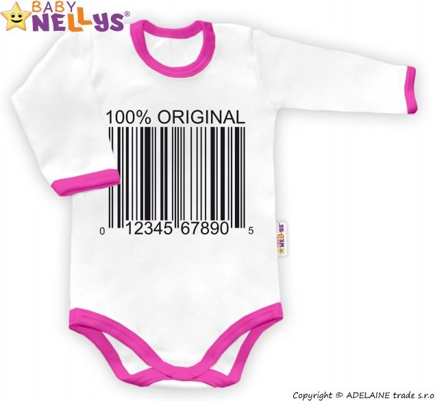 Baby Nellys Baby Nellys Body dlouhý rukáv 100% ORIGINÁL - bílé/růžový lem 86 (12-18m) - obrázek 1