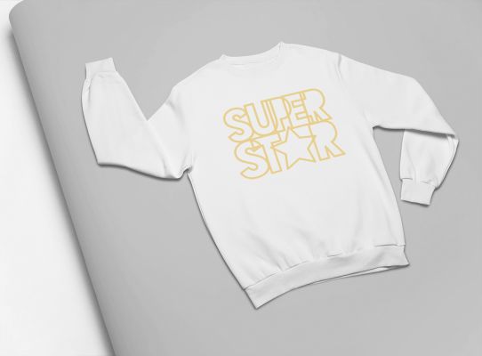 KIDSBEE Stylová dětská dívčí mikina Super Star - bílá, vel. 110 - obrázek 1