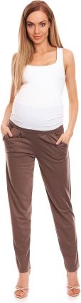 Be MaaMaa Těhotenské kalhoty s pružným, vysokým pásem - cappuccino, vel. L/XL - obrázek 1