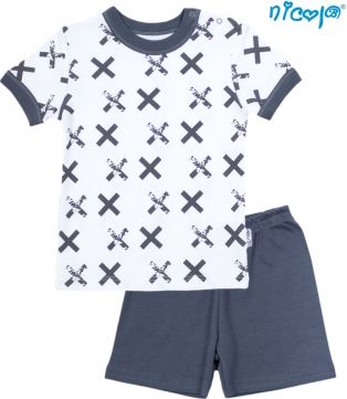 Dětské pyžamo krátké Nicol, Rhino - bílé/grafit, vel.122 - obrázek 1