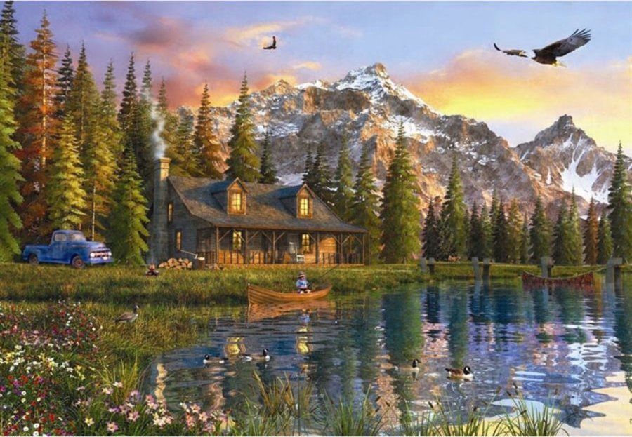 ANATOLIAN Puzzle Roubenka u jezera 2000 dílků - obrázek 1
