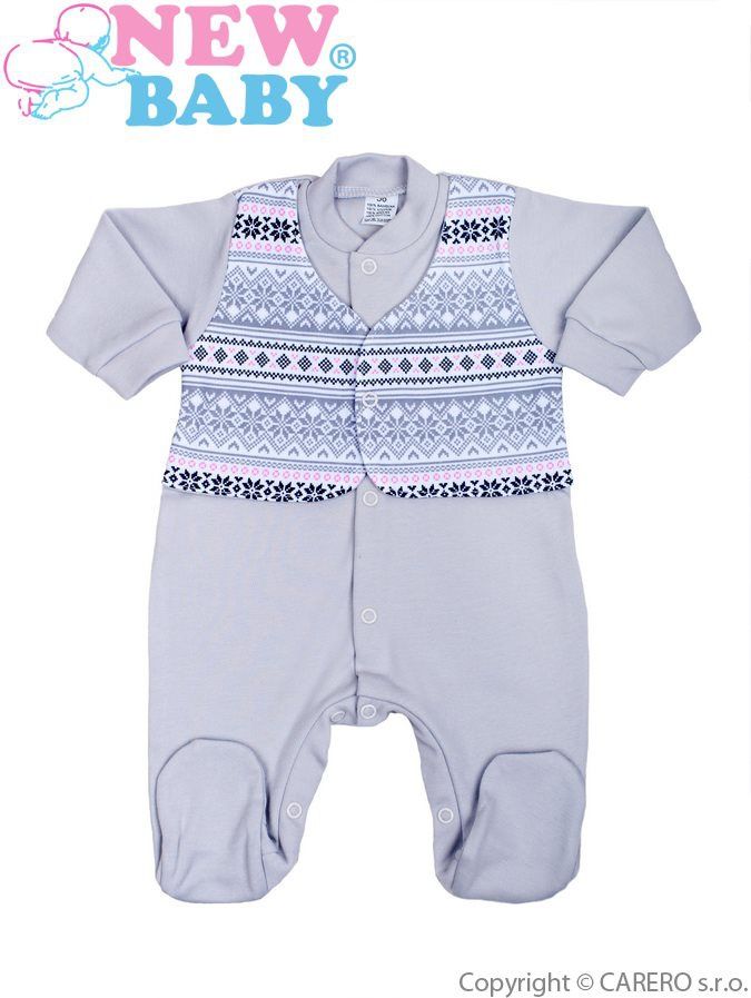 Kojenecký overal New Baby Etnik šedo-růžový 80 (9-12m) - obrázek 1