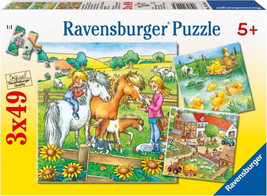 RAVENSBURGER Puzzle Zvířátka ze statku 3x49 dílků - obrázek 1