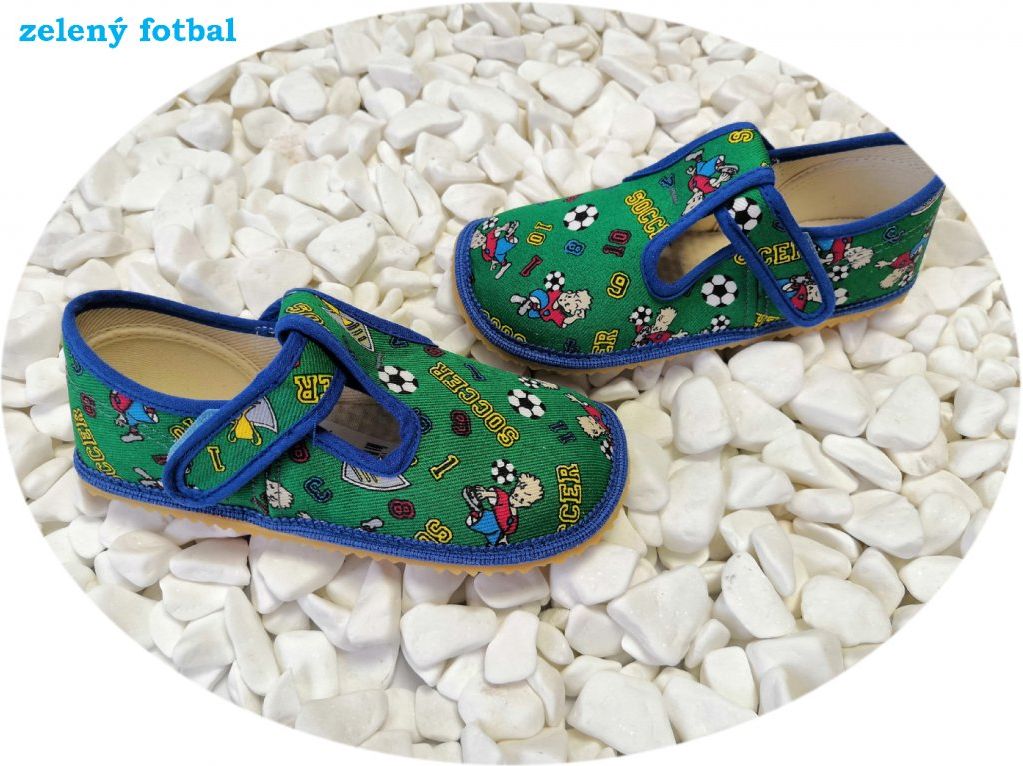 Beda barefoot papučky zelený fotbal 23 150 67 - obrázek 1