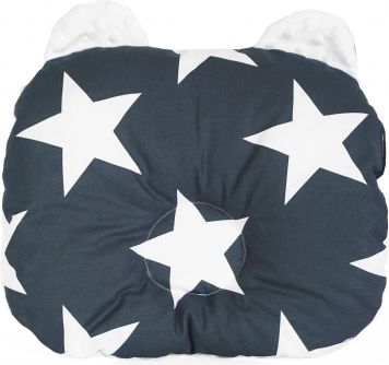 Baby Nellys Oboustanný polštářek s oušky, 30x35cm - Hvězdy,minky bílá - obrázek 1