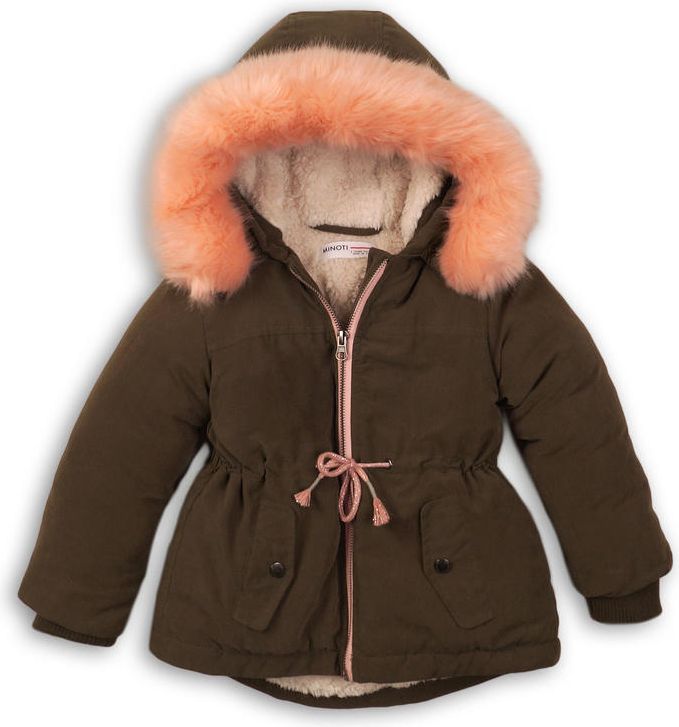 Minoti Kabát dívčí zimní Parka podšitá chlupem khaki 122/128 - obrázek 1