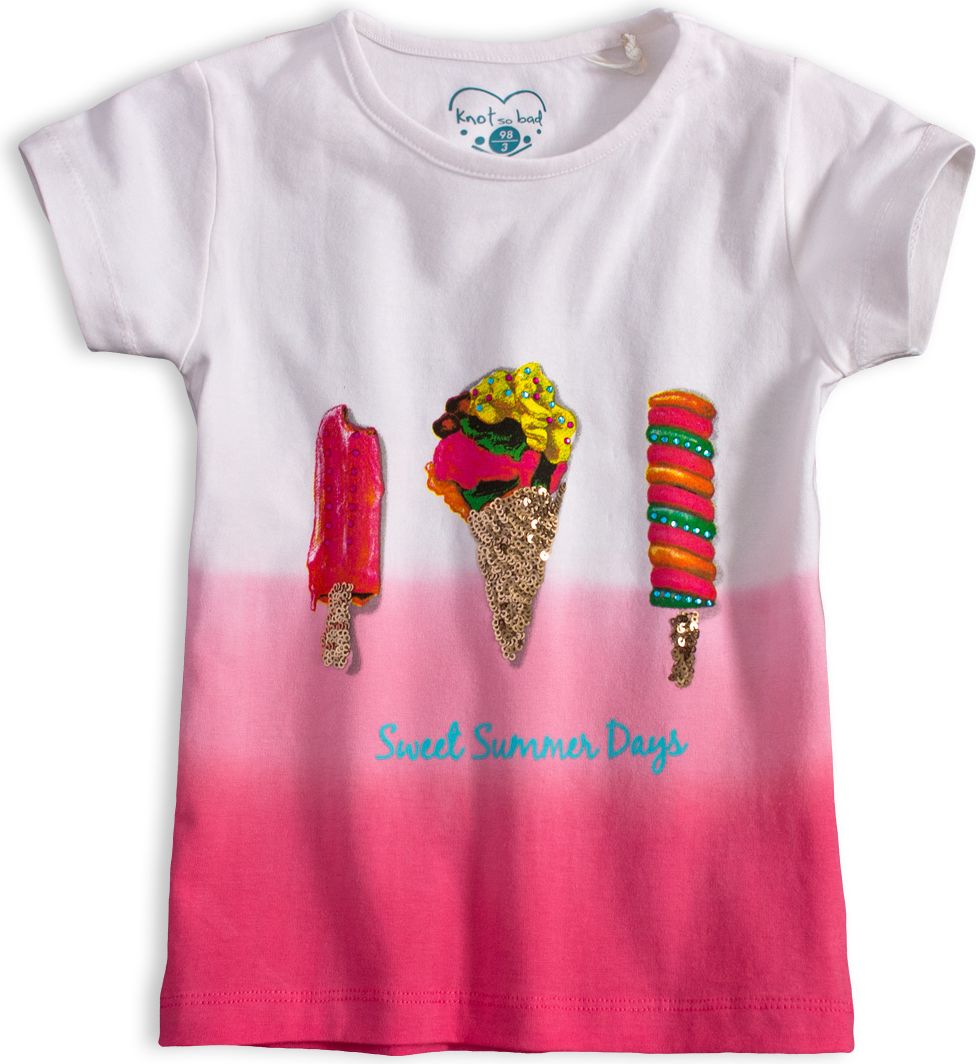 Dívčí tričko s flitry KNOT SO BAD SWEET SUMMER růžové Velikost: 104 - obrázek 1