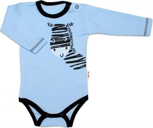 Baby Nellys Body dlouhý rukáv, modré, Zebra, vel. 62 - obrázek 1