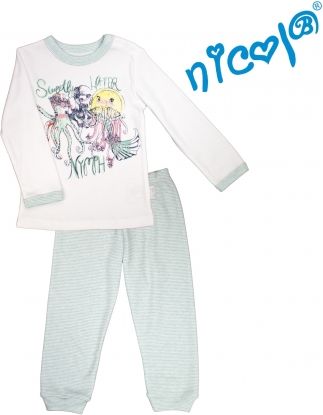 Dětské pyžamo Nicol dl. rukáv, Mořská víla - matové/bílé, vel. 98 - obrázek 1