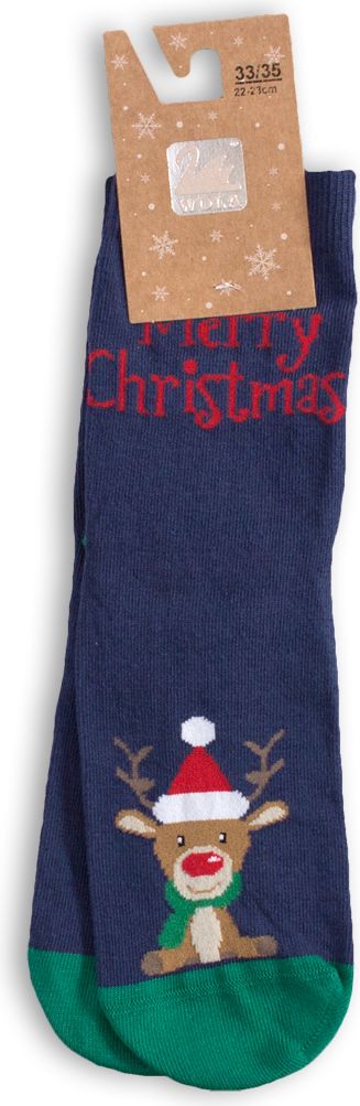 Dětské ponožky s vánočním motivem WOLA SOBÍK modré Velikost: 30-32 - obrázek 1