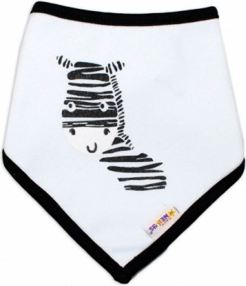 Dětský bavlněný šátek na krk Baby Nellys, Zebra - bílý - obrázek 1