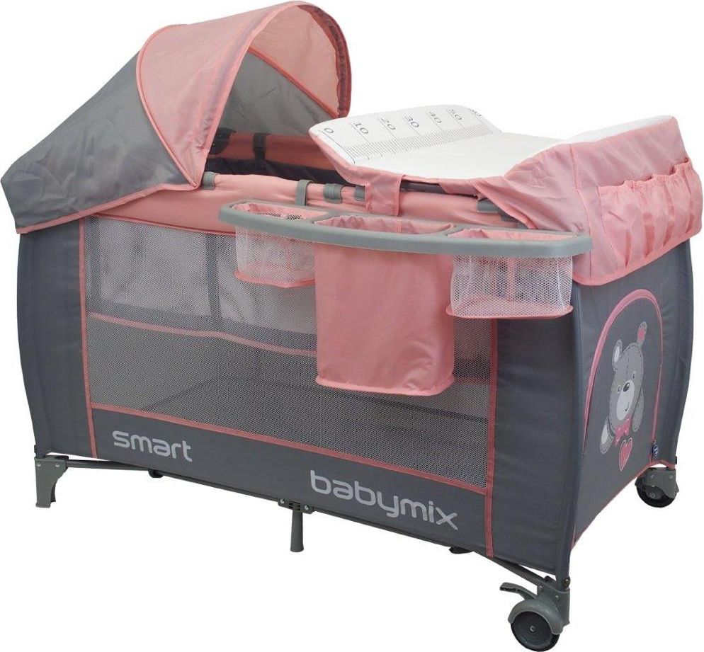 Dětská cestovní postýlka s polohováním Baby Mix De Lux Pink - obrázek 1