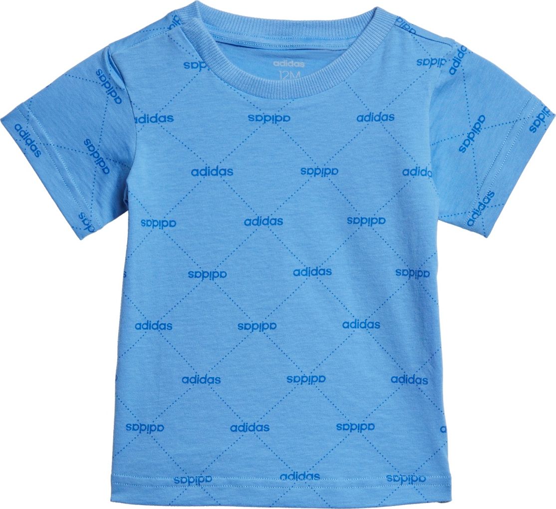 adidas Infant Linear Graphic T-Shirt modrá 92 - obrázek 1