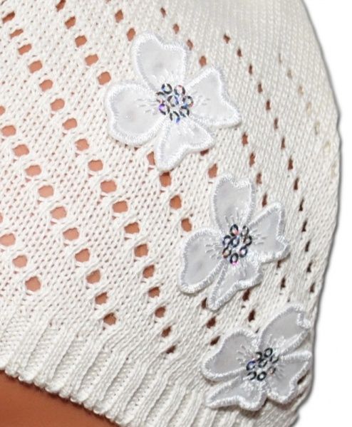 Baby Nellys Háčkovaná čepička Kytičky Baby Nellys ® - smetanová 38/42 čepičky obvod - obrázek 3