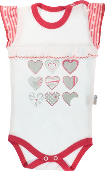 Mamatti Kojenecké body na ramínka Mamatti Love Girl - bílá/červená, vel. 86 - obrázek 1