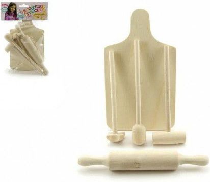 Teddies 54398 Kuchyňské nádobí prkénko, váleček, palička dřevo 23cm - obrázek 1