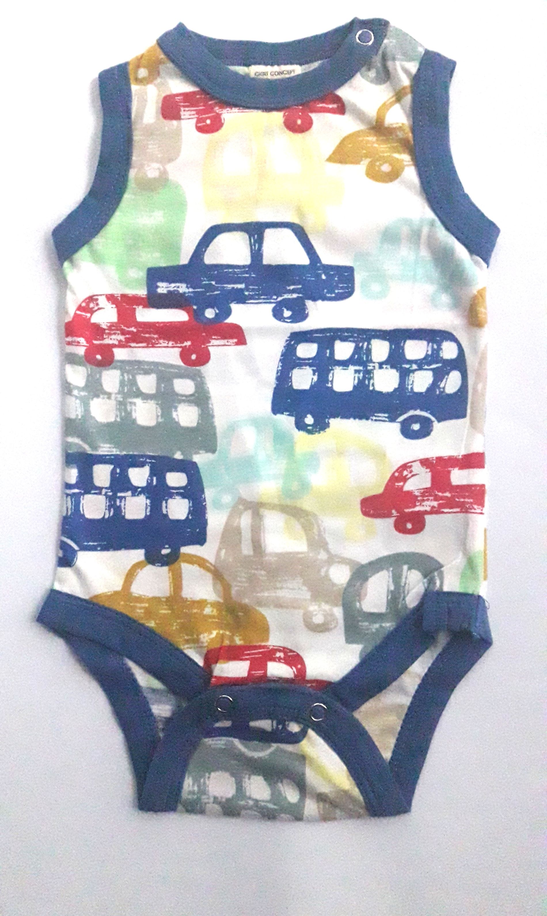 Chlapecké letní body Autíčka Cigit Kids - 9-12měsíců/ 75-80/Bílá/100% Bavlna - obrázek 1